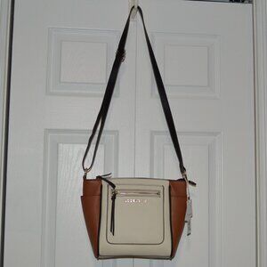 NWT Liz Claiborne Shoulderbag Crossbody Colorblock Brown/Cream